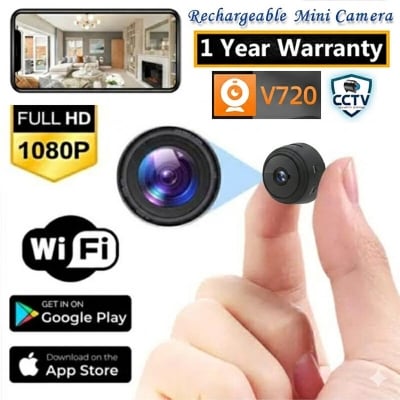 Picture of Mini CCTV Camera A9 Full HD WiFi 1080P 4K With Wireless Support Night Vision 140 Degree Wide Angle Lens Motion Detection Audio Video Recording Mobile App Remote Monitoring Professional Home Security Gadget Black Color