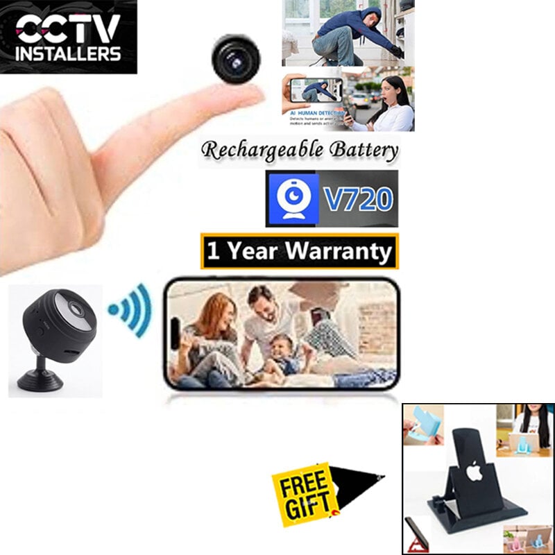 Picture of Mini CCTV Camera A9 Full HD WiFi 1080P 4K Wireless Night Vision 140° Wide Angle Lens Motion Detection Audio Video Recording App Remote Monitoring Professional Home Security Gadget Black – Bonus Mobile Stand Included!