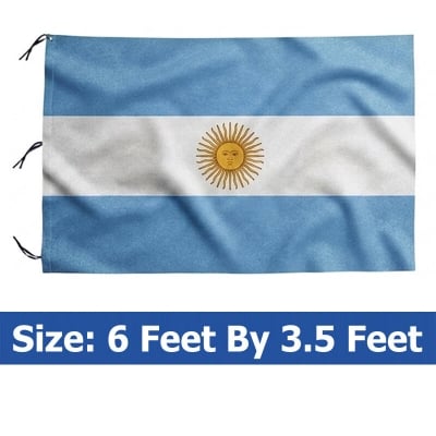 Picture of (6 by 3.5) Feet Argentina National Flag Premium Cotton Fabric Decorative Hanging Banner Suitable Football Fans Indoor Outdoor Celebration Display Accessories Sky Blue White Color
