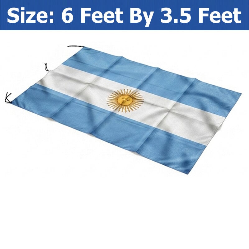 Picture of (6 by 3.5) Feet Argentina National Flag Premium Cotton Fabric Decorative Hanging Banner Suitable Football Fans Indoor Outdoor Celebration Display Accessories Sky Blue White Color