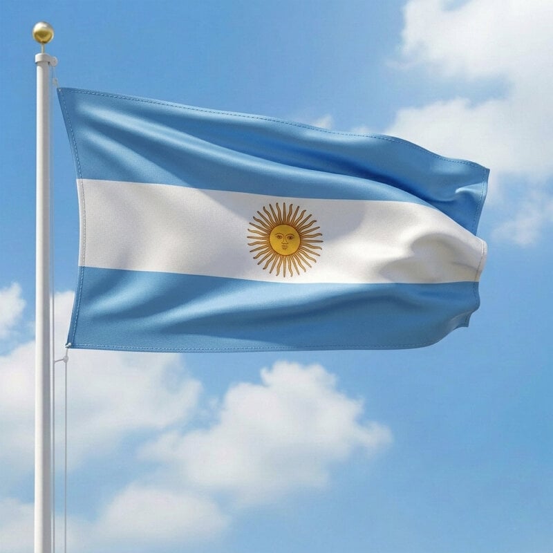 Picture of (6 by 3.5) Feet Argentina National Flag Premium Cotton Fabric Decorative Hanging Banner Suitable Football Fans Indoor Outdoor Celebration Display Accessories Sky Blue White Color