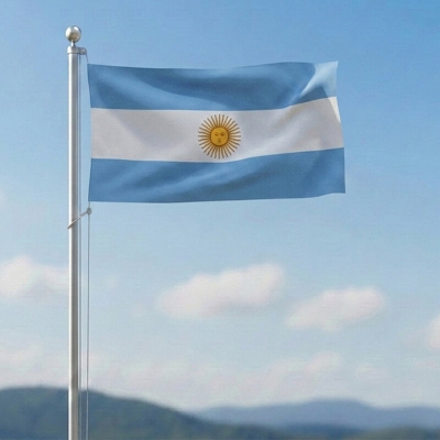 Picture of (3.5 by 2.25) Feet Argentina National Flag Premium Cotton Fabric Decorative Hanging Banner Suitable Football Fans Indoor Outdoor Celebration Display Accessories Sky Blue White Color