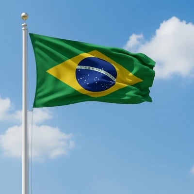 Picture of 5 ft x 3 ft Brazil National Flag For Football World Cup Premium Fabric, Quality Print Flag Of Brasil For Home Roof Car Balcony Wall Decoration Football Tournament Celebration Supporter Accessories Matches Cheer Up + Free Gift 2 Pieces Headband!
