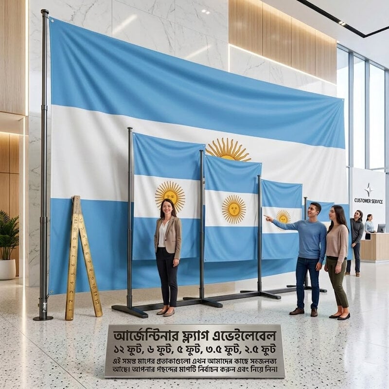Picture of Argentina National Flag Premium Cotton Fabric Decorative Hanging Banner Suitable Football Fans Indoor Outdoor Celebration Display Accessories Sky Blue White Color