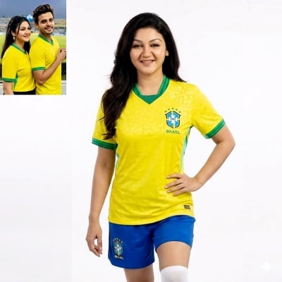 Picture of Brazil Football Team Home Jersey T-Shirt for Men & Women, Breathable Polyester Fabric Yellow Color