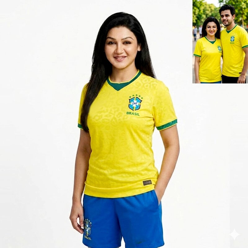 Picture of Brazil Football Team Home Jersey T-Shirt for Men & Women, Breathable Polyester Fabric Yellow Color