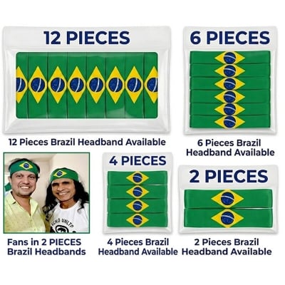 Picture of Brazil National Flag Printed Headband | Premium Elastic Football Fan Hairband for World Cup & Sports Both men and women can use it Green and Yellow Color - One size
