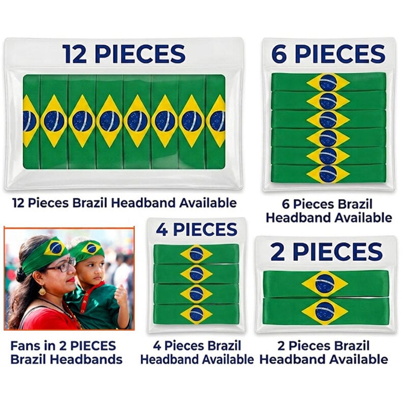 Picture of Brazil National Flag Printed Headband | Premium Elastic Football Fan Hairband for World Cup & Sports Both men and women can use it Green and Yellow Color - One size