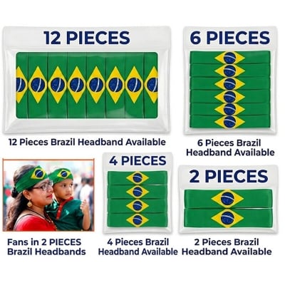 Picture of Brazil National Flag Printed Headband | Premium Elastic Football Fan Hairband for World Cup & Sports Both men and women can use it Green and Yellow Color - One size