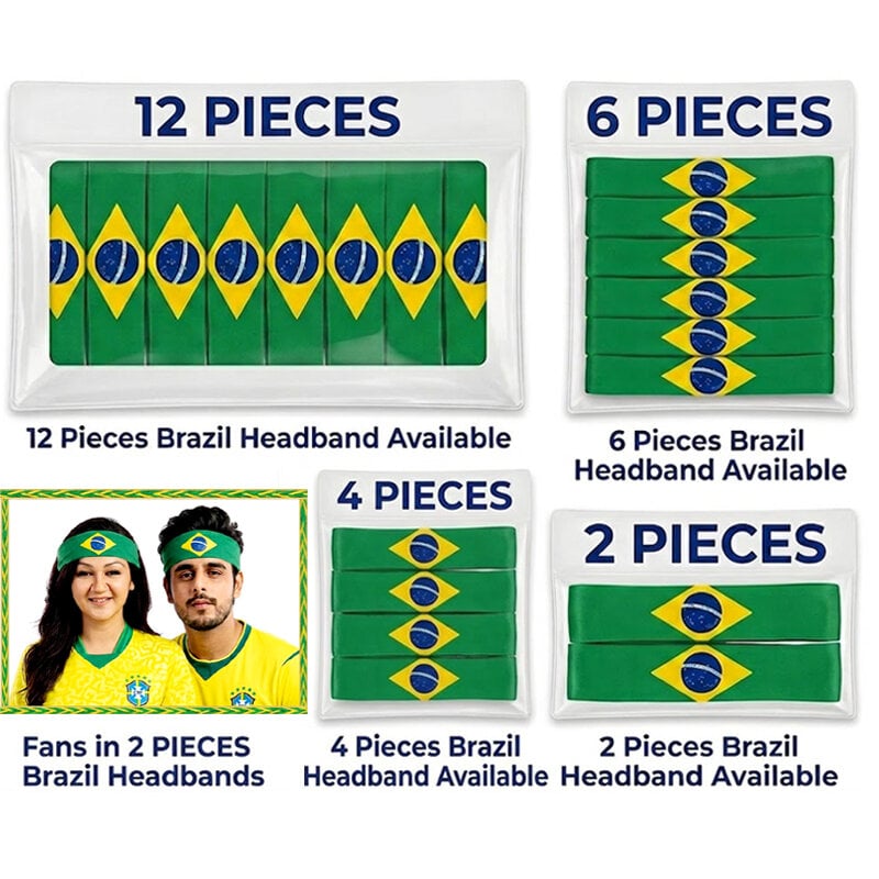 Picture of Brazil National Flag Printed Headband | Premium Elastic Football Fan Hairband for World Cup & Sports Both men and women can use it Green and Yellow Color - One size