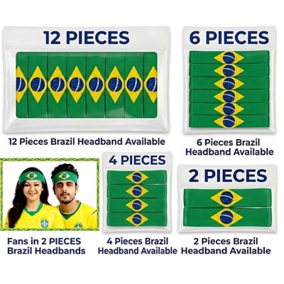 Picture of Brazil National Flag Printed Headband | Premium Elastic Football Fan Hairband for World Cup & Sports Both men and women can use it Green and Yellow Color - One size