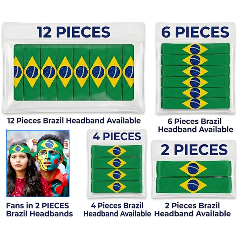 Picture of Brazil National Flag Printed Headband | Premium Elastic Football Fan Hairband for World Cup & Sports Both men and women can use it Green and Yellow Color - One size