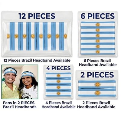 Picture of Argentina National Flag Printed Headband | Premium Elastic Football Fan Hairband for World Cup & Sports Men, Women and Kids can use it Sky Blue & White Striped Color - One size