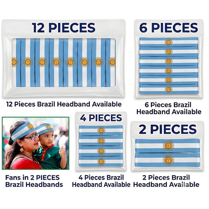 Picture of Argentina National Flag Printed Headband | Premium Elastic Football Fan Hairband for World Cup & Sports Men, Women and Kids can use it Sky Blue & White Striped Color - One size