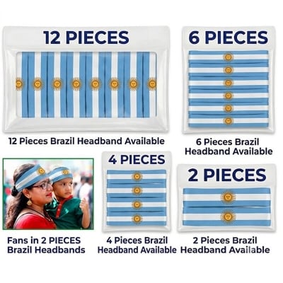 Picture of Argentina National Flag Printed Headband | Premium Elastic Football Fan Hairband for World Cup & Sports Men, Women and Kids can use it Sky Blue & White Striped Color - One size