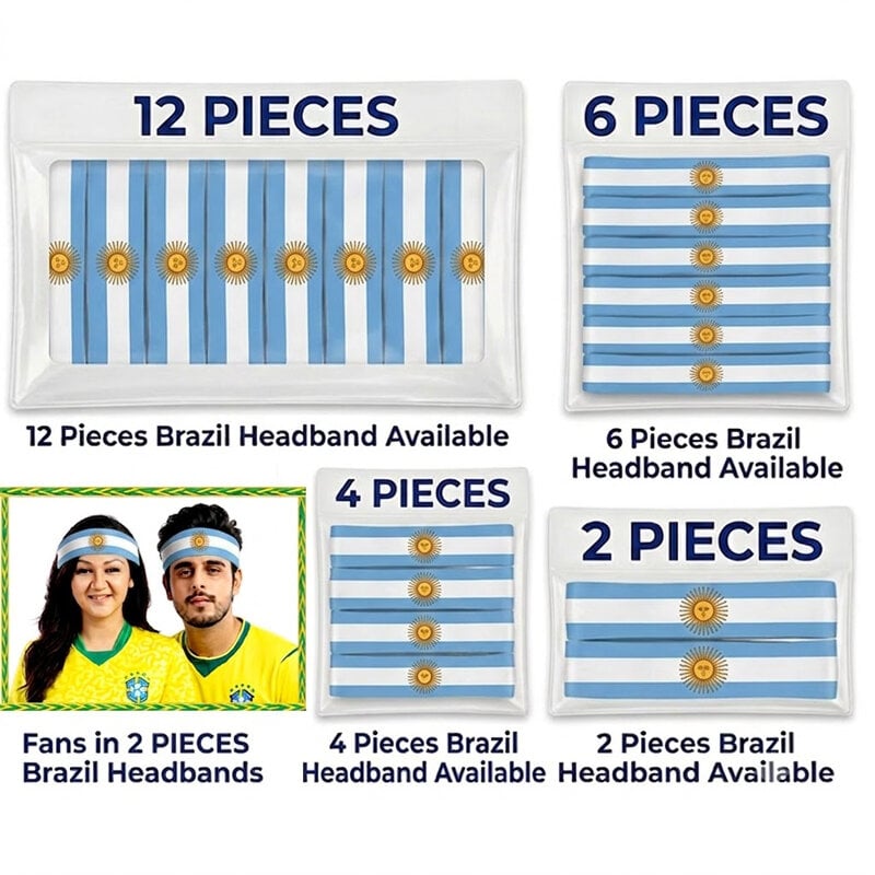 Picture of Argentina National Flag Printed Headband | Premium Elastic Football Fan Hairband for World Cup & Sports Men, Women and Kids can use it Sky Blue & White Striped Color - One size