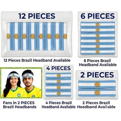 Picture of Argentina National Flag Printed Headband | Premium Elastic Football Fan Hairband for World Cup & Sports Men, Women and Kids can use it Sky Blue & White Striped Color - One size