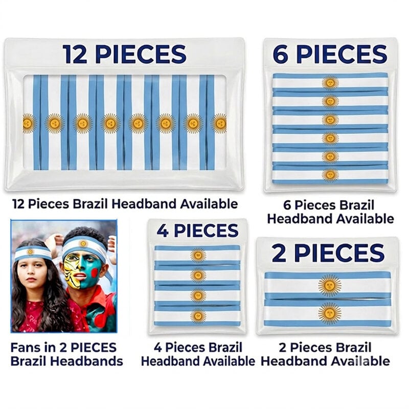 Picture of Argentina National Flag Printed Headband | Premium Elastic Football Fan Hairband for World Cup & Sports Men, Women and Kids can use it Sky Blue & White Striped Color - One size