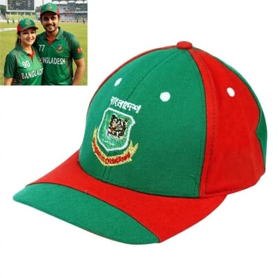 Picture of Bangladesh Cricket Team Supporter Cap - Premium Quality Green & Red Sun Hat for Fans + Free Gift: 2 Pieces Headband & More - One size