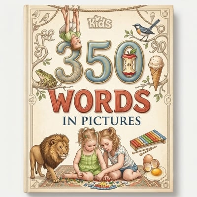 Picture of Children's Books: Kids 350 Words in Pictures Early Learning Picture Book - 24 Laminated Waterproof Pages Big Size 11x9 Inch for Toddlers + Free Gift: Mobile Stand, 10 Pcs Color Safety Pins & More!