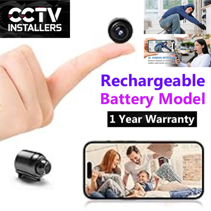 Picture of X5 Mini WiFi Rechargeable IP Camera 1080P Full HD Night Vision Wireless Camera with 140 Degree Wide Angle Motion Detection and Mobile App Control – Black Color + Free Gifts Included!