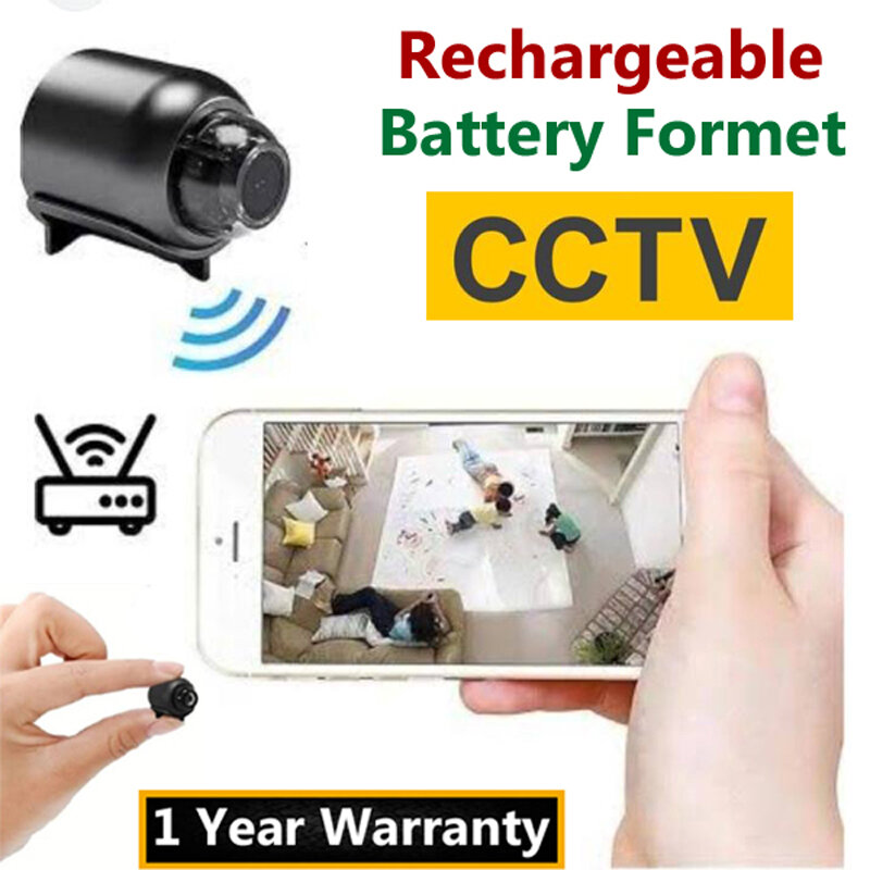 Picture of X5 Mini WiFi Rechargeable IP Camera 1080P Full HD Night Vision Wireless Camera with 140 Degree Wide Angle Motion Detection and Mobile App Control – Black Color + Free Gifts Included!