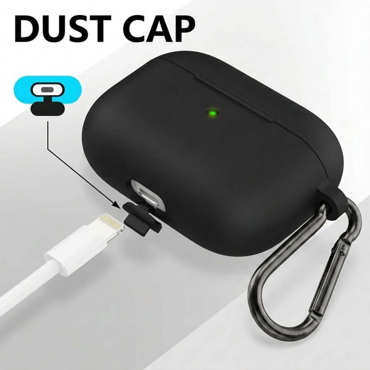 Picture of Silicone Protective Case Cover for AirPods Pro 2 2nd Gen Multi Color Universal Shockproof Soft Skin Anti Scratch Dust Plug Carabiner Hook Ideal for Zoom Calls Reels YouTube Vlogging Mobile Gaming