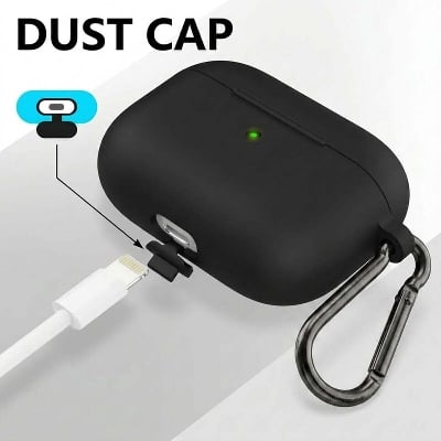 Picture of Silicone Protective Case Cover for AirPods Pro 2 2nd Gen Multi Color Universal Shockproof Soft Skin Anti Scratch Dust Plug Carabiner Hook Ideal for Zoom Calls Reels YouTube Vlogging Mobile Gaming