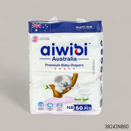 Picture of Aiwibi Australia Premium Baby Diaper Newborn Tape - Belt 0-5Kg 60pcs