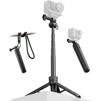 Picture of ULANZI MT92 Action Camera Selfie Stick Tripod 23.62", Portable Adjustable Vlog Handle Grip with Neck Lanyard for GoPro Hero 13/12/11/10/9/8/7/6, AKASO, DJI Osmo Action 6/5 Pro/4/3, Insta360-Black