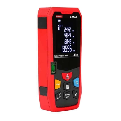 Picture of UNI-T LM40 Distance Meter 40M (131ft) Laser Distance Meters Test & Measurement area and volume measurement, spirit level and large LCD display- Red-Multicolor