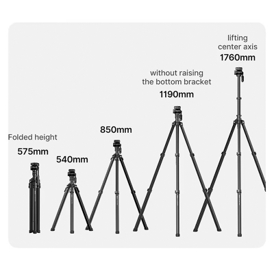 Picture of Ulanzi MT-65 1.76M Horizontal Tripod with 30M Remote Control DSLR Camera Phone Video Tripod Extended Arm for Livestream Shooting-Black