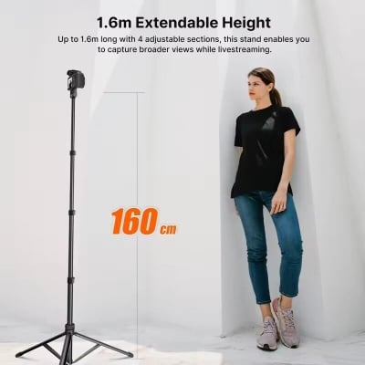 Picture of Ulanzi TB64z / TB64 1.6M Selfie Stick Tripod Kit Extended Tripod Stand for Gopro Sony Canon DSLR Camera-Black