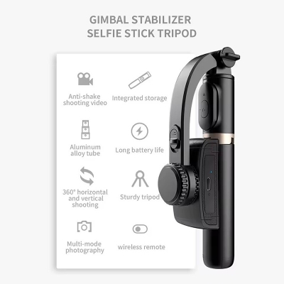 Picture of Q08 Gimbal Stabilizer Bluetooth Remote Control Tripod Selfie Stick-Black