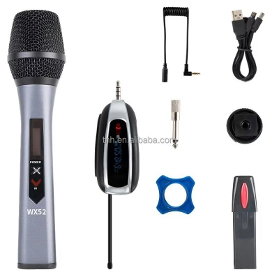 Picture of UHF Wireless Microphone wx 52 System with Dual Metal Handheld Mics – 260ft Range, Professional Cordless Dynamic Mic Set for Home Karaoke, Church, DJ, Party, Wedding, Meeting, KTV, PA System