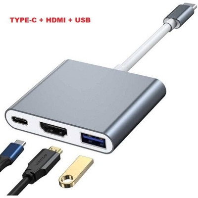 Picture of Type C to HDMI with PD Charging and USB 3.0 Adapter-Grey