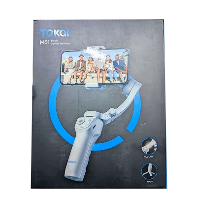 Picture of TOKQI M01 3-Axis Anti-Shake Handheld Gimbal Phone Stabilizer Foldable Holder Selfie Tripod with Fill Light for iPhone Smartphone-Black