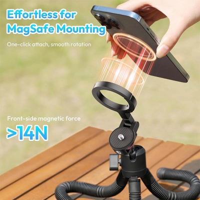 Picture of Ulanzi MT30 Magnetic Flexible Tripod For GoPro Magsafe Phone DSLR Camera iPhone 16 Fill Light Octopus Teleprompter Stand Holder-Black