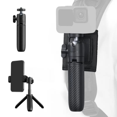 Picture of ULANZI MT88 Small Camera Tripod, Mini 3-in-1 Selfie Stick w Backpack Mount Shoulder Strap, 3-Sect Adjustable Tabletop Handheld Tripod Holder f Action Camera, DJI Pocket3, Xtra Muse, Insta 360 X5-Black