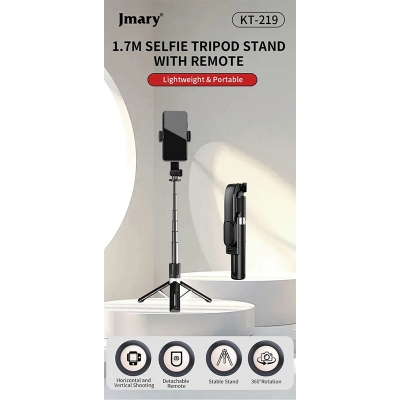 Picture of JMARY KT-219 6 Sections Extendable Selfie Stick Tripod Stand with Remote Control-Black