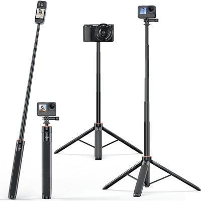 Picture of VRIG TP-21 Selfie Stick Tripod 1.4M Action Camera for Insta360 GoPro Hero 10 9 8 7 AKASO SJCAM OSMO Action Cameras-Black