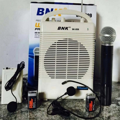 Picture of BNK bk 209 Professional Portable PA Speaker voice amplifier megaphone with 3 microphones-White