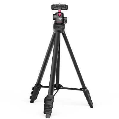 Picture of 2 in 1 Camera Phone Video Tripod - ULANZI TT51 Portable Tripod Stand I 360° Rotable Ball Head I Hidden Cold Shoe Phone Holder I 600g Lightweigt I 1.38m/51in Long I 5 Section Extenable Vlog Tripod-Black