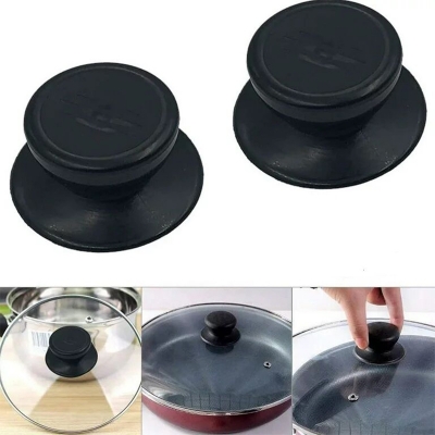 Picture of Universal Pot Lid Top Replacement Knob,Heat Resistant and Prevent static electricity,Easy installation Kitchen Cookware Replacement Pan Lid Holding Handles. (Black)-Black