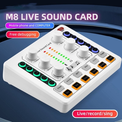 Picture of Live Sound Card M8 Wireless Bluetooth Audio Mixer Digital Mixer Noise Reduction Live Streaming Broadcast-Multicolor