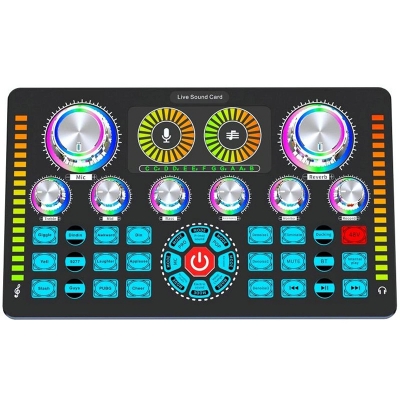 Picture of Q7 Latest Professional Portable Bluetooth Sound Card For Karaoke Podcast Home Studio Record Broadcast Microphone Mixer-Black