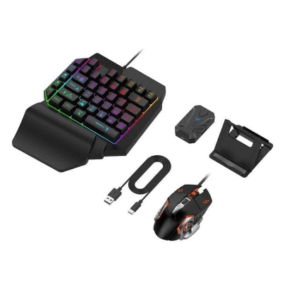 Picture of PUBG Mobile Game Accessories 5 In 1 Combo Gaming Keyboard And Mouse Wireless Bluetooth For PC Smartphone-Black