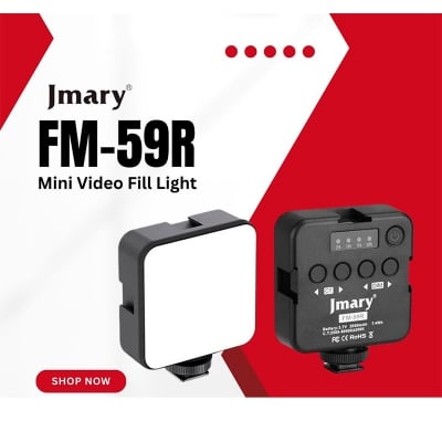 Picture of JMARY FM-59R Dimmable Video Recording Mini Fill Light with 3 Cold Shoe Mounts-Black