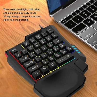 Picture of One-Handed USB RGB Gaming Keyboard 35 Keys Gaming Keyboard, K13 Gaming Keypad-Black