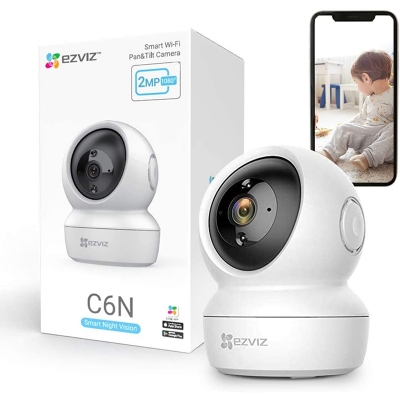 Picture of EZVIZ C6N Wireless Full HD 360⁰ Home Camera 1080P with Night Vision Indoor Home, Smart IR, Motion Detection, Auto Tracking, Baby/Pet Monitor, 2-Way Audio, Works with Alexa and Google-White